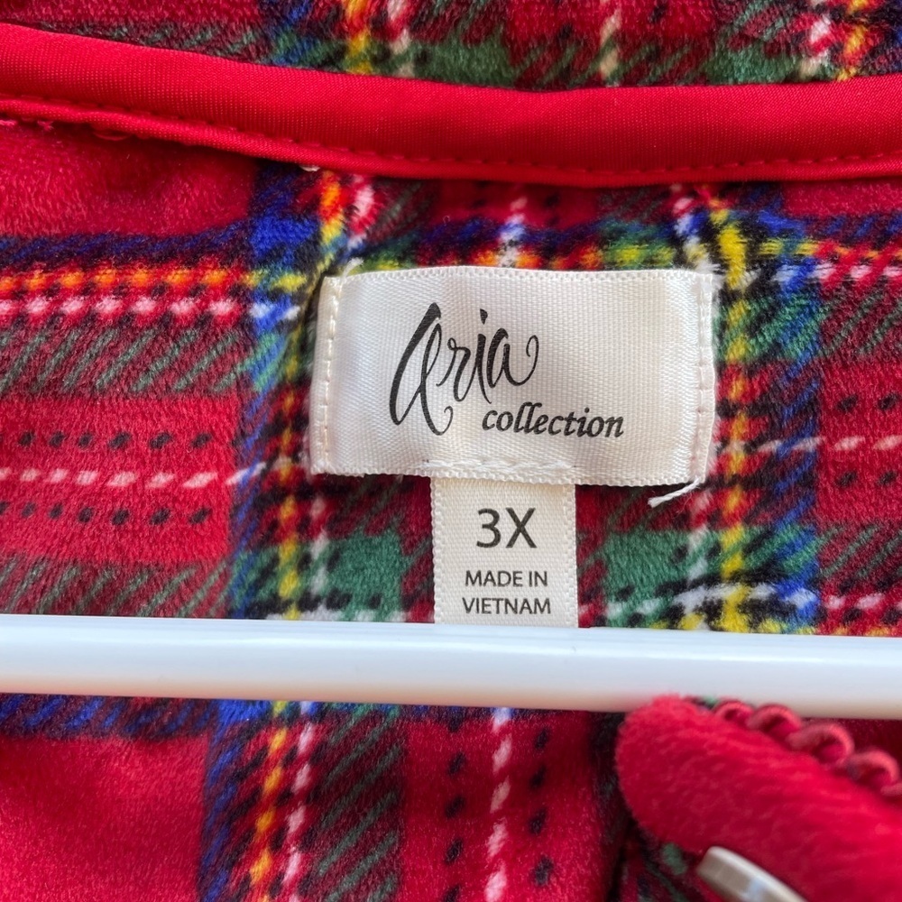 ✨ Aria Collection Red Plaid Nightgown Size 3X 🎄 Cozy Holiday Lounge Dress - Picture 3 of 3
